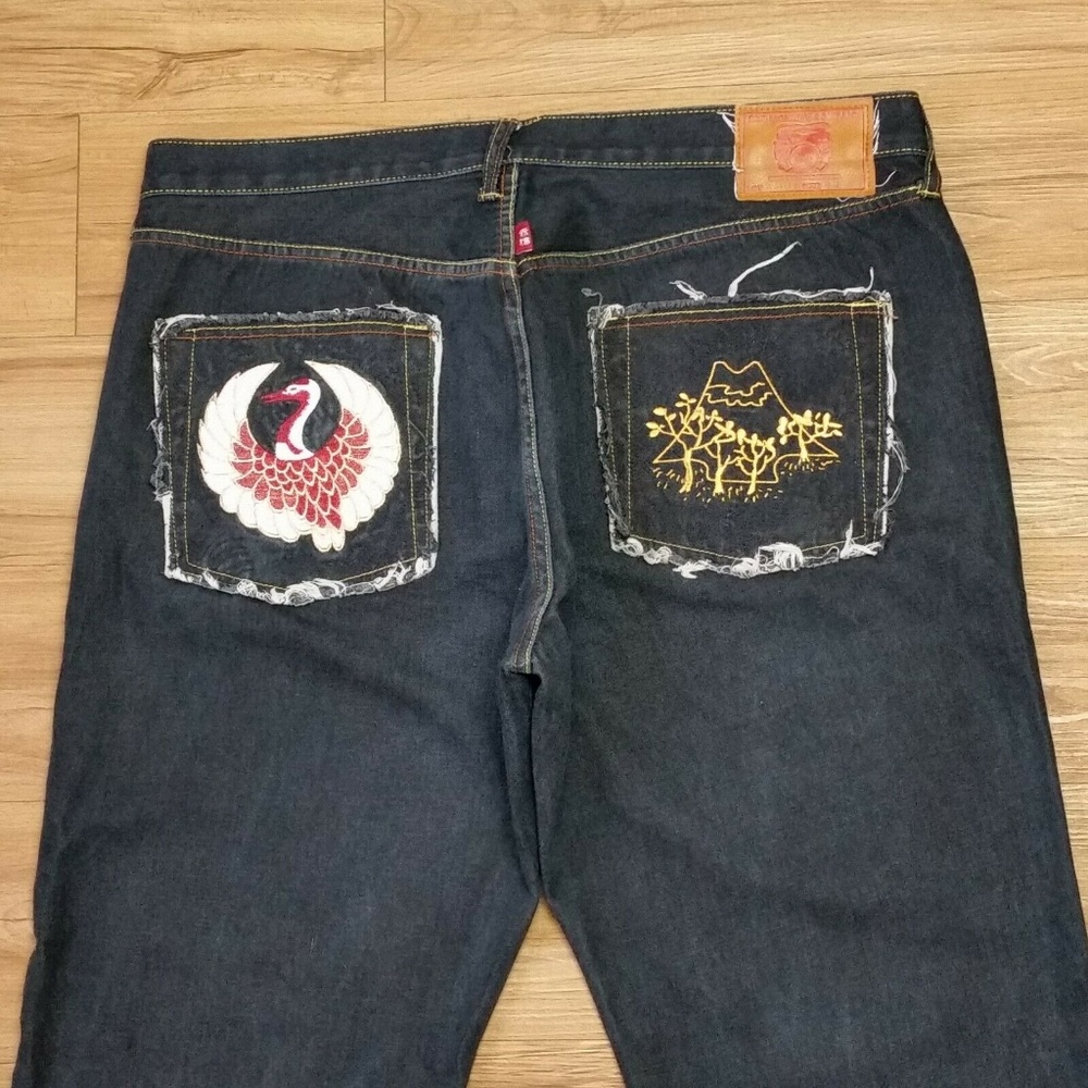 RMC Red Monkey Company Embroidered Crane Jeans